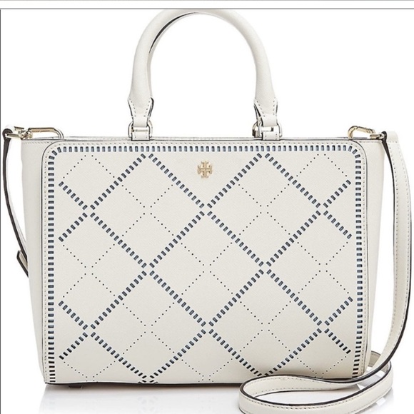 Tory Burch Handbags - Tory Burch White and Blue Satchel